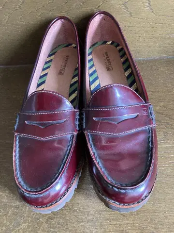 sperry 23.5 정도 버건디 가죽 로퍼