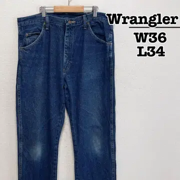 Wrangler 레귤러 핏 데님 팬츠 블루 W36 L34 구제 의류