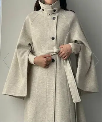 Louere 하이넥 롱 코트