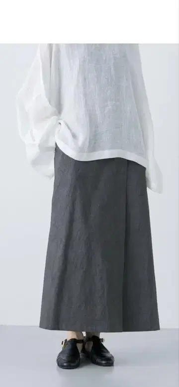 카구레 코튼 랩 스커트 차콜