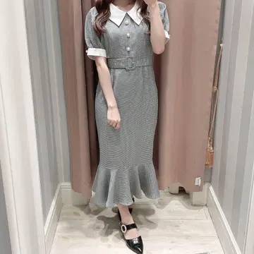 evelyn 에블린 원피스 펄 버튼 머메이드 원피스
