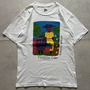 90s Caribbean Color 티셔츠 멕시코산 싱글 스티치
