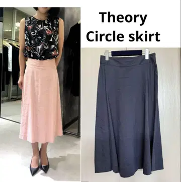 Theory 플레어 스커트 린넨 소재 사이즈 2 네이비