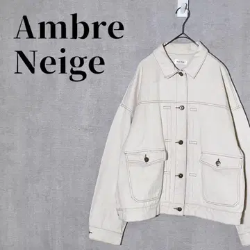 Ambre Neige 오버 사이즈 데님 자켓 배색 스티치 코튼