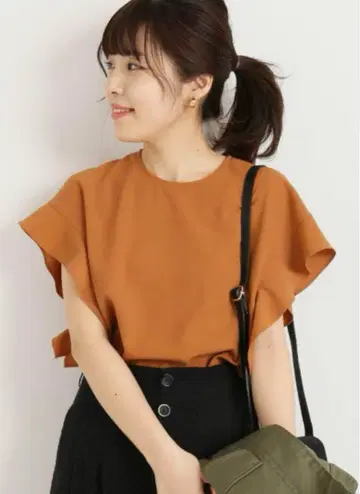 Spick and Span 소데 플레어 블라우스 브라운