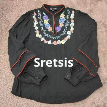 Sretsis 스레티시스 자수 블라우스 셔츠 블랙 M