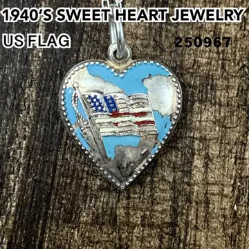 스위트하트 쥬얼리 US Flag 실버 빈티지 목걸이 국기