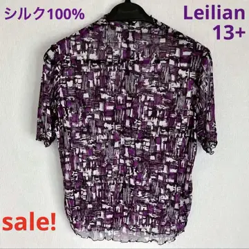 Leilian 레리안 실크 100% 올 패턴 블라우스 셔츠 비침 13+