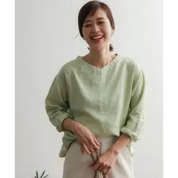 어반 리서치 도어스 린넨 백 턱 셔츠 라임 그린