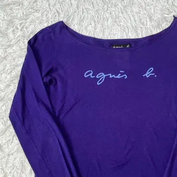 agnes b 퍼플 보라색 로고 애니에스베 티셔츠