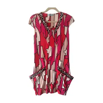 EMILIO PUCCI 기하학 패턴 미니 원피스 반팔