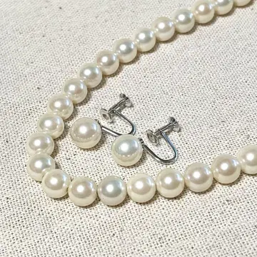 모조 진주 펄 SILVER 액세서리 귀걸이 목걸이