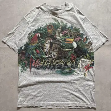 90s HABITAT 아마존 동물 프린트 티셔츠 애니멀 아트 레어