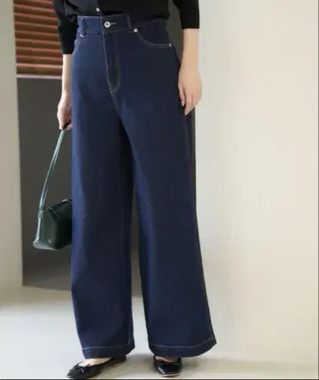 [허리 혁명] 허리 쉐이프 데님 와이드 팬츠 네이비 로페피크닉