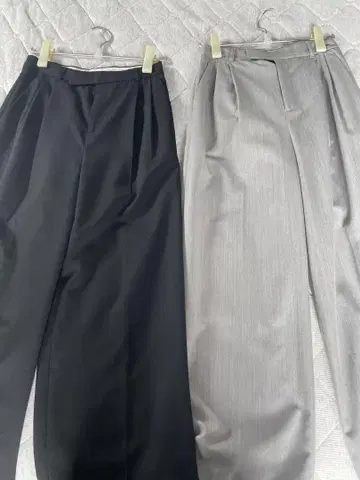 블랙과 그레이의 와이드 팬츠 세트