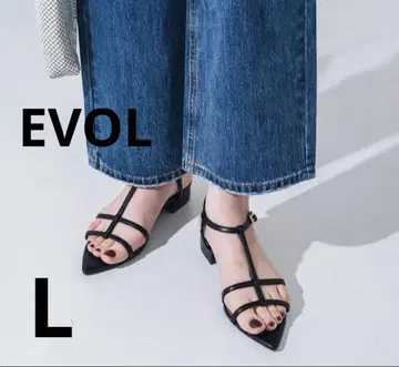 EVOL 포인트 스트랩 샌들 블랙 L