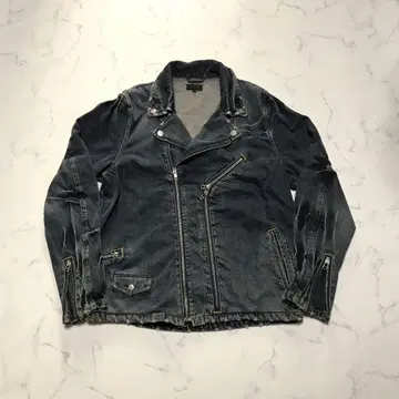 L 사이즈 그런지 가공 데님 라이더 자켓 Y2K 빔즈