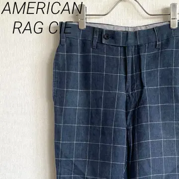 AMERICAN RAG CIE 슬랙스 체크 무늬 린넨 100% 심플