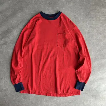90s 엘엘빈 투톤 롱 T USA제 포켓 밑단 싱글 스티치