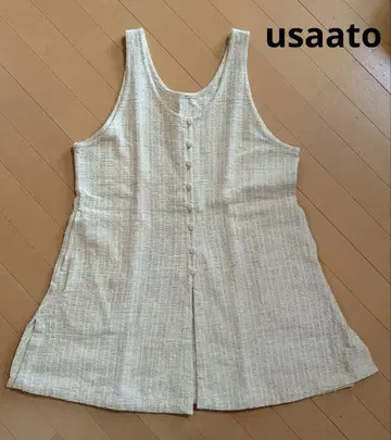 우사토의 의류 usaato 롱 베스트 베스트 헴프 원단 내추럴 컬러