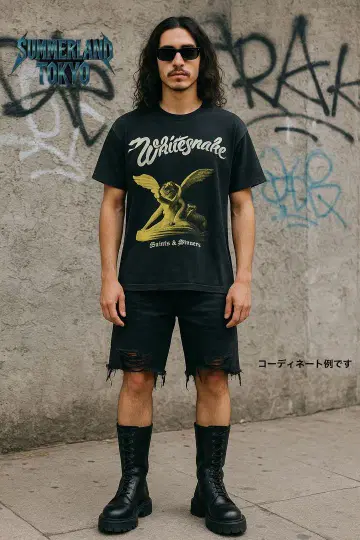 WHITESNAKE 밴드 티셔츠 XL 블랙 양면 프린트