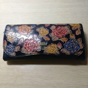ANNA SUI 꽃무늬 장지갑 블랙