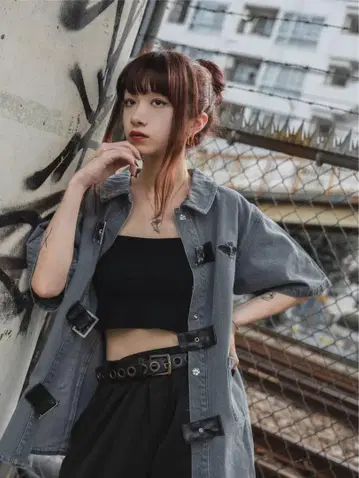 기부스 데님 벨트 비 버터플라이 셔츠