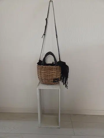 에바고스 ebagos 브라이들 가죽 붉은 등나무 바스켓 백