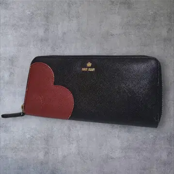 MARYQUANT 마리콴트 하트풀 데이지 장지갑 지퍼 블랙 골드 로고