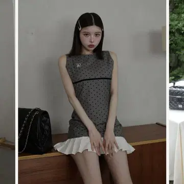 다리치 플로키 도트 슬리브리스 미니 원피스