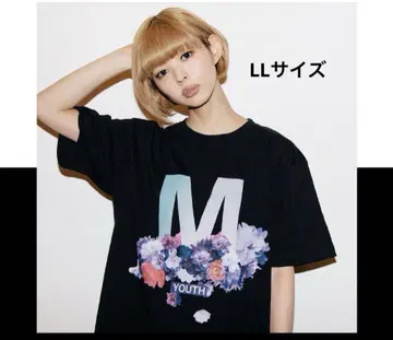 YOUTH LOGO CLUB 티셔츠 꽃무늬 LL 블랙 모가 콜라보