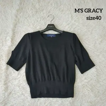 M'S GRACY 엠즈 그레이시 니트 반팔 리본 블랙 40 L