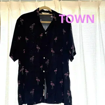 플라밍고 패턴 반팔 셔츠 TOWN