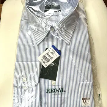 REGAL 긴팔 셔츠 LL 블루 화이트 스트라이프 다리미 필요 없음 맥스