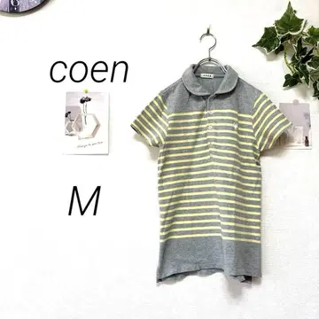 8847-1 코엔 coen 반팔 보더 피케 셔츠 M 캐주얼
