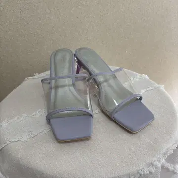 라벤더 투명 뮬 약 5cm 힐