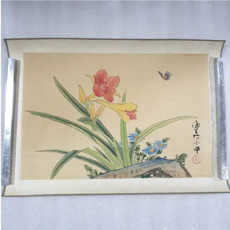 東洋アンティーク〜年代美の伝統民話草虫島 絵画 芸術作品 珍しい個人収集品 額縁