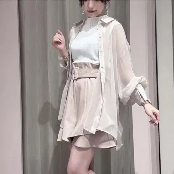 안미르 시어 셔츠 핑크 베이지