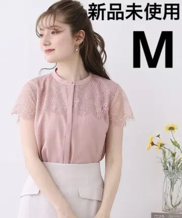 coture brooch 레이스 도킹 블라우스 핑크 M 택 포함 새상품