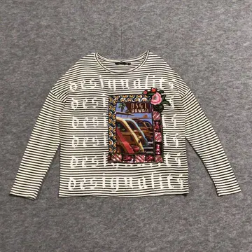 Desigual 긴팔 티셔츠 코튼 보더 개성 하와이 070403