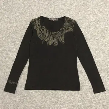 Cook Jeans 긴팔 티셔츠 블랙 면 Y2K 에스닉 70403