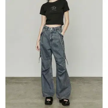 EMODA 더블 벨트 루즈 청바지
