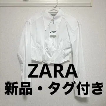 ZARA 자라 크롭 길이 셔츠 긴팔 L 사이즈 화이트 흰색