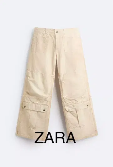 ZARA 유틸리티 포켓 카고 팬츠 와이드 레그 40