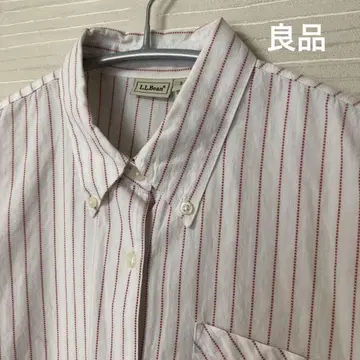 고품질 L.L.Bean 반팔 시어서커 셔츠 버튼 다운 스트라이프 S