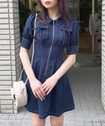 oneway 프론트 지퍼 원피스 네이비
