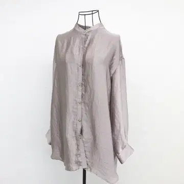 오파크 도트 클립 셔츠 드롭 숄더 오버 사이즈 광택 긴팔