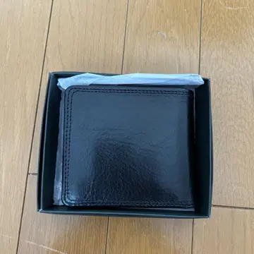 블랙 가죽 접이식 지갑