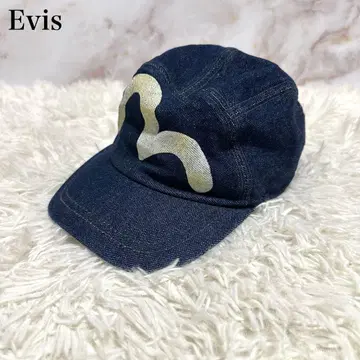 초레어 EVISU 초기 택 카모메 페인트 데님 캡 인디고