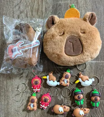 카피바라 파우치 & 키링 & 봉제 인형 묶음 판매 세트
